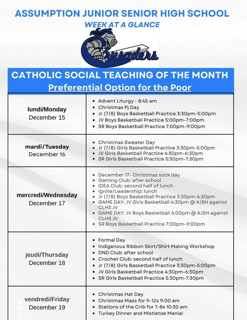 Live Feed | Assumption Junior/Senior High School throughout Edmonton Catholic School Calendar 2026 - 2027