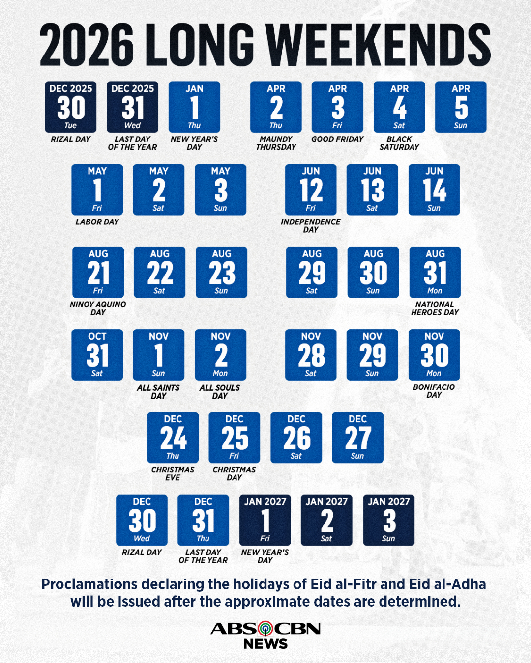 Look: 2026 Long Weekends : R/Phtravel pertaining to Number Of Weekends In 2026