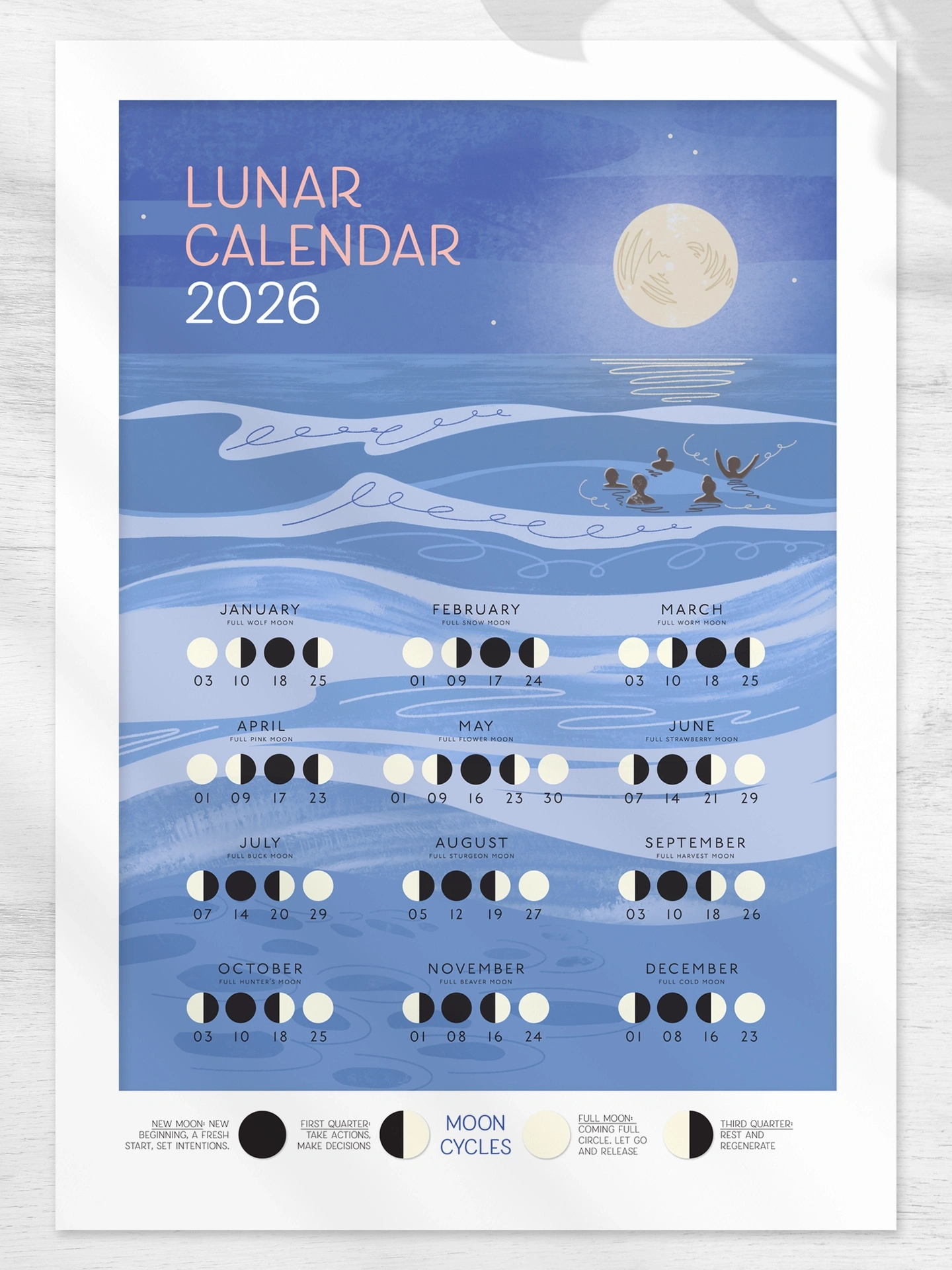 Lunar Calendar 2026 - Holly &amp;amp; Co with Moon Phase Calendar 2026 USA