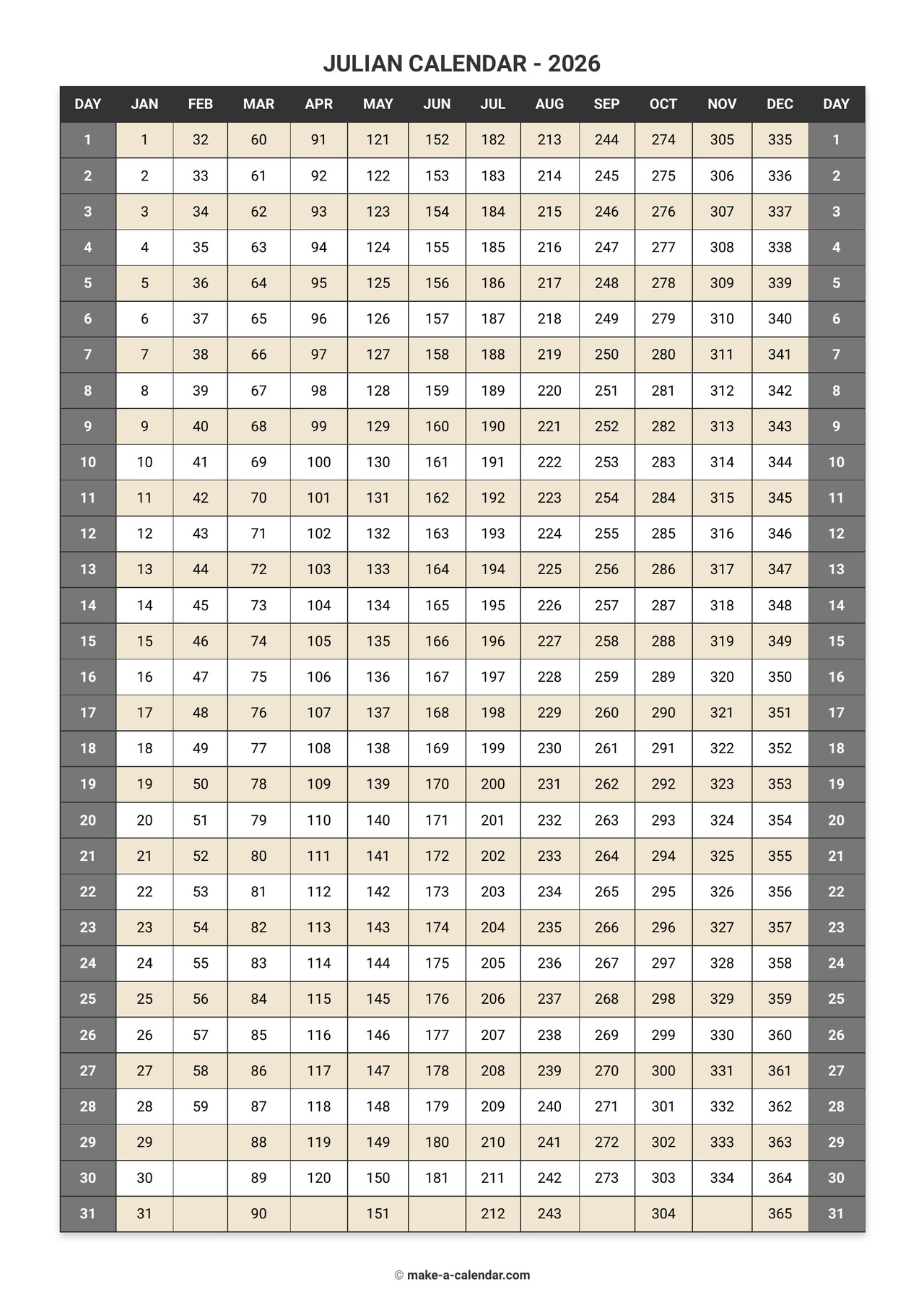 Make A Calendar | Linktree in 2026 Calendar with Julian Dates