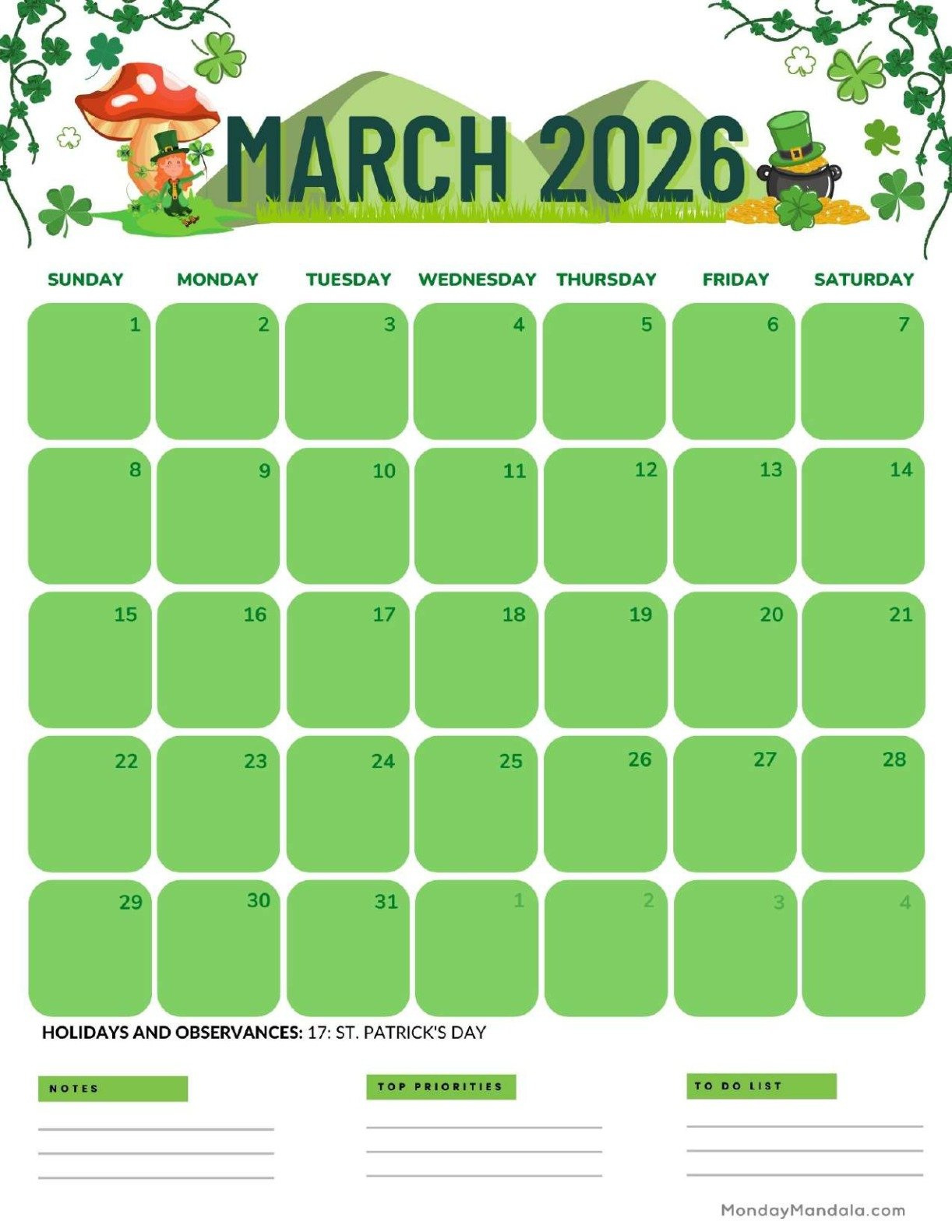 March 2026 Calendars (Free Pdf Printables) within 2026 Calendar Printable March
