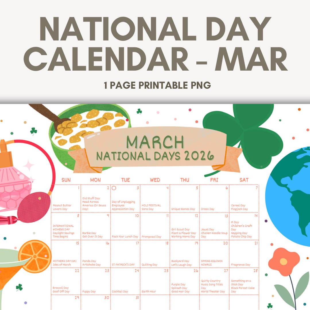 March National Days Calendar, National Day Holidays In March regarding National Day Calendar March 2026