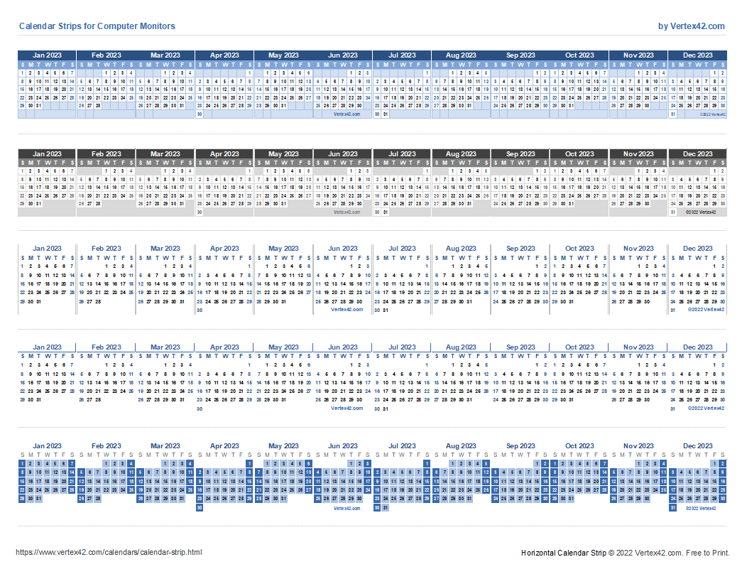 Monitor Calendar Strip Template regarding Vertex Printable Calendar 2026