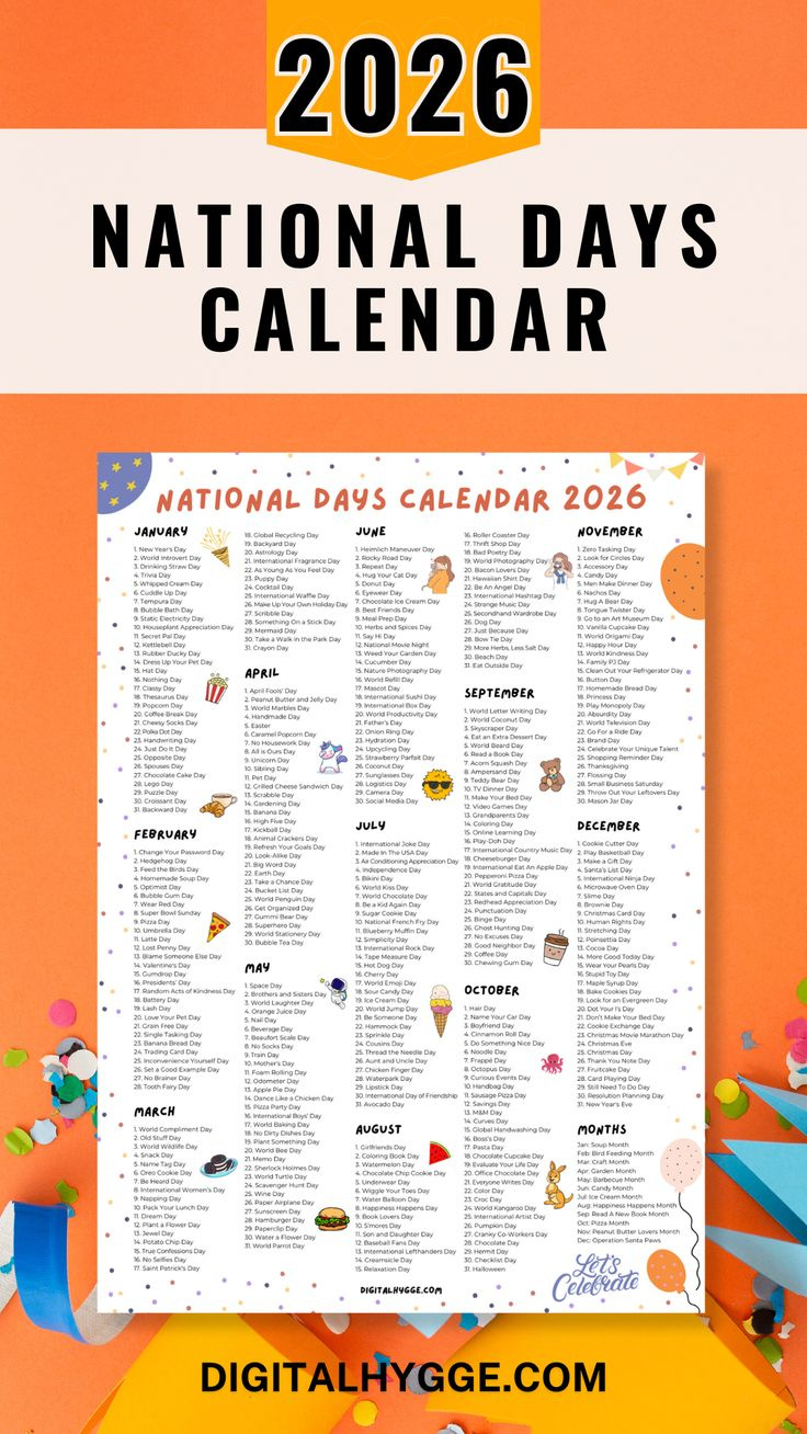 National Days Calendar 2026 Printable Pdf for National Day Calendar February 2026