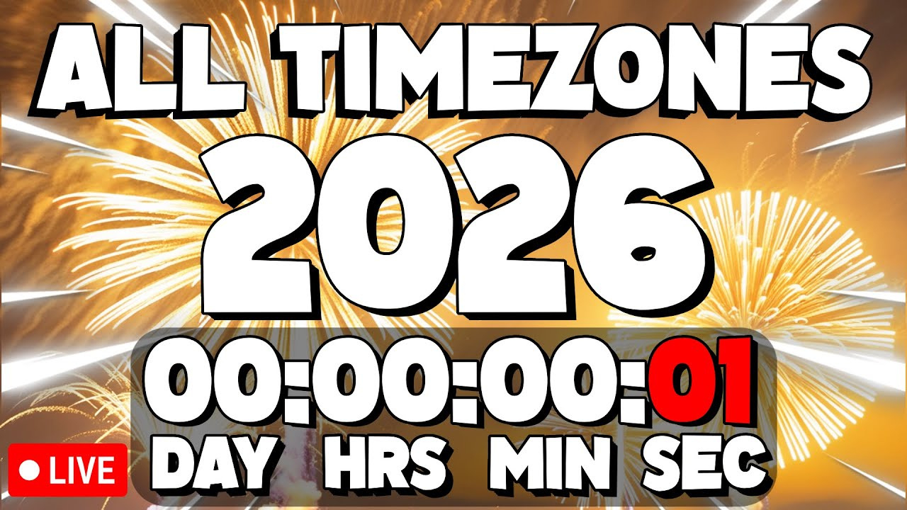 New Years 2026 Countdown All Timezones! - Live🔴 24/7 in How Many Years Until 2026?
