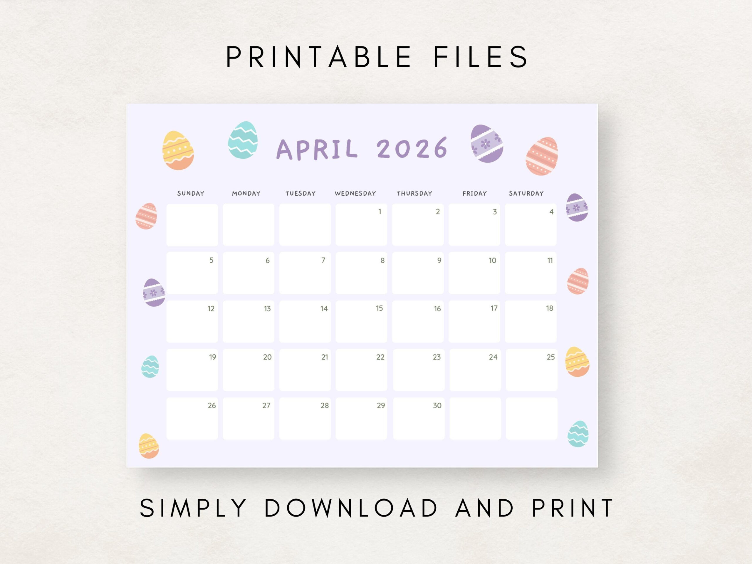 Niedlicher 2026 Kalender Zum Ausdrucken, Monatskalender 2026 in RCI Calendar 2026 Printable