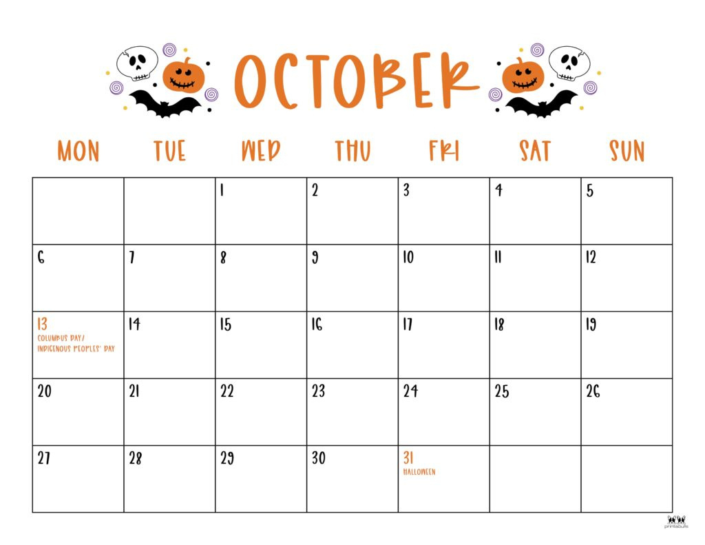 October 2025 Calendars - 107 Free Printables | Printabulls inside Show the Calendar For October 2025