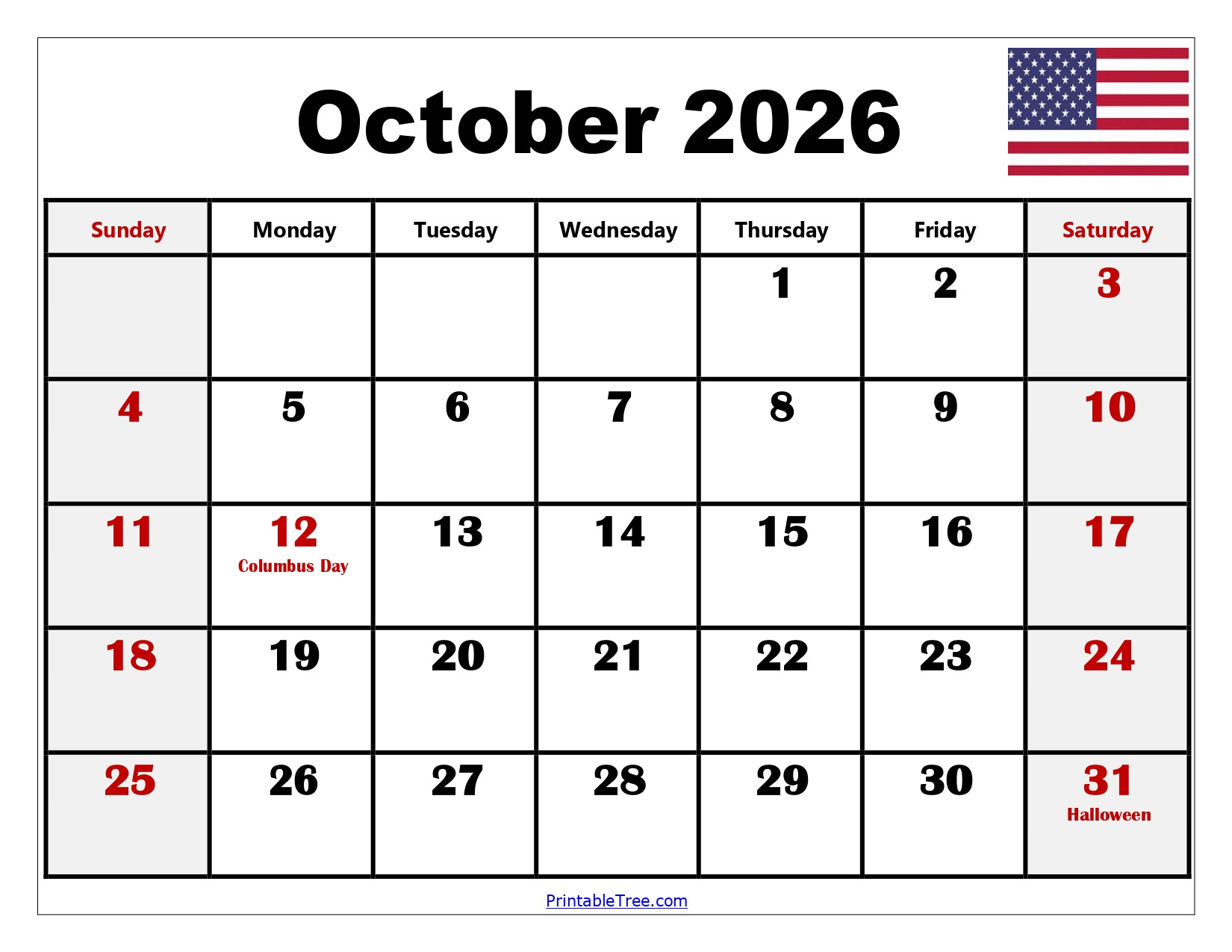October 2026 Calendar Printable Pdf Templates Free Download regarding October 2026 Calendar Printable