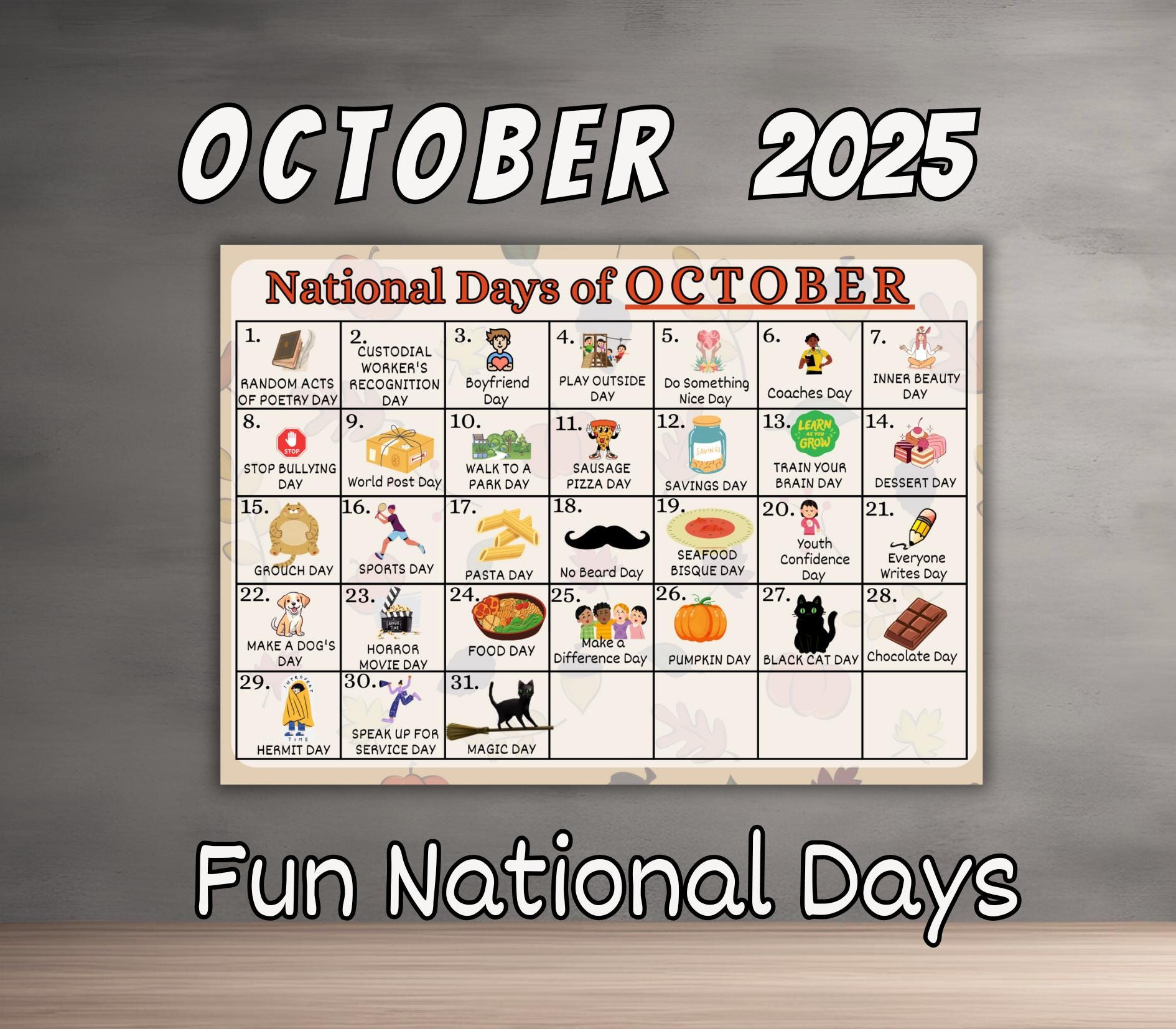 October National Day Calendar Buy October National Days Online In with October National Day Calendar 2025
