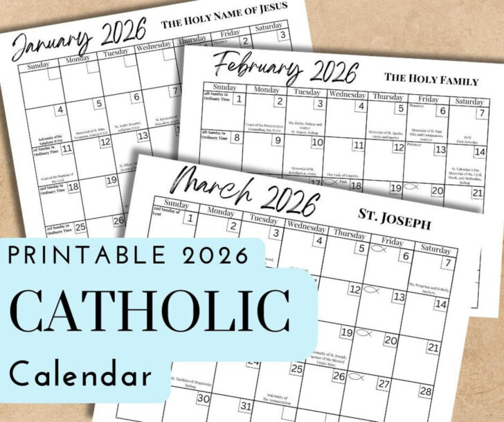 Catholic Calendar 2026 Calendar Printable