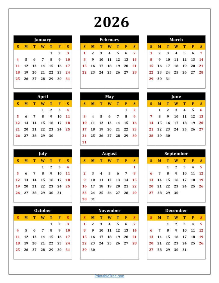 Year 2026 Calendar