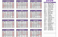 Printable Calendar 2026 One Page With Holidays (Single Page) 2026 with regard to 2023 To 2026 Calendar Printable