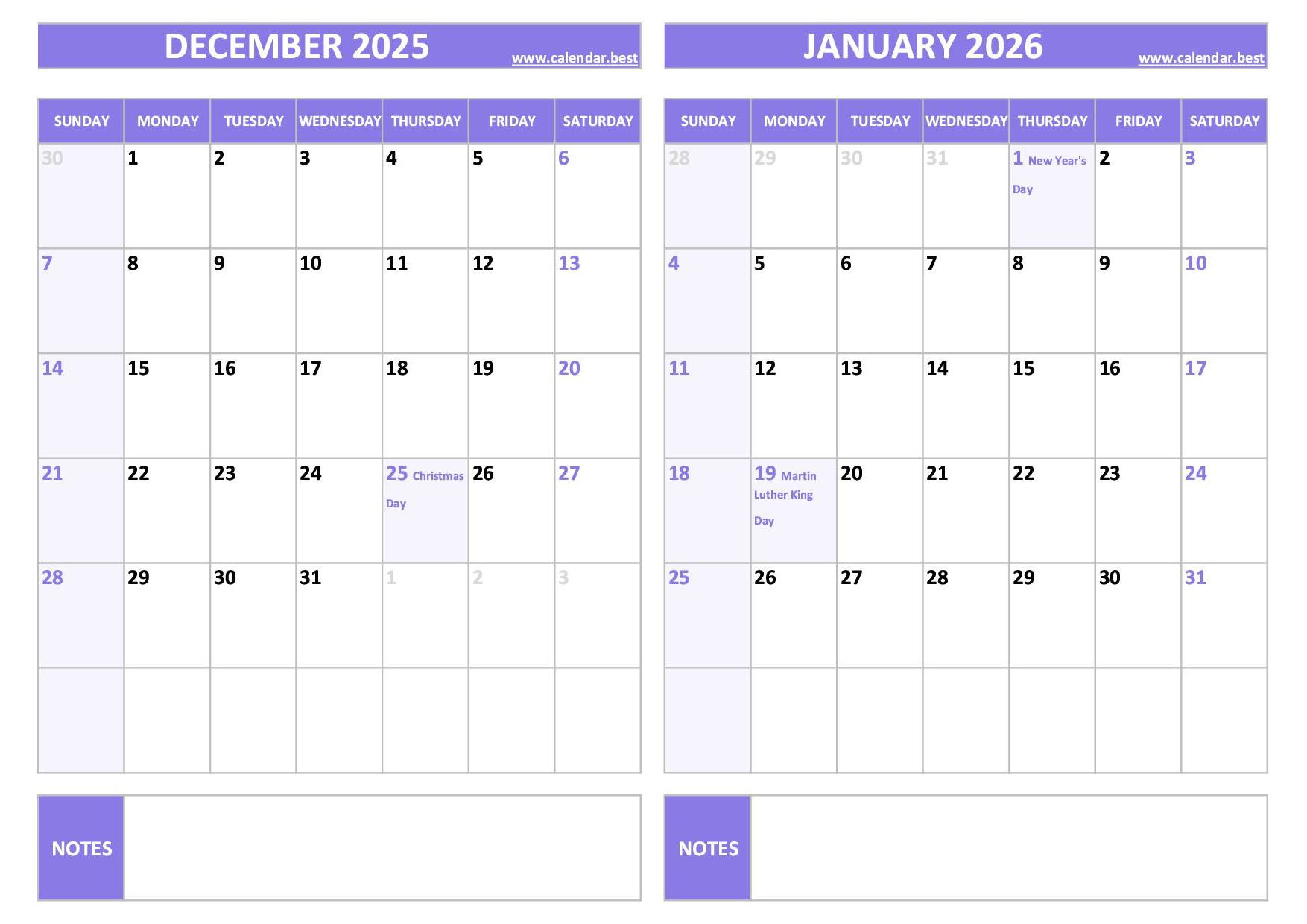 Printable December 2025 And January 2026 Calendar - Free Pdf &amp;amp; Jpg for January To December 2025 Calendar Printable