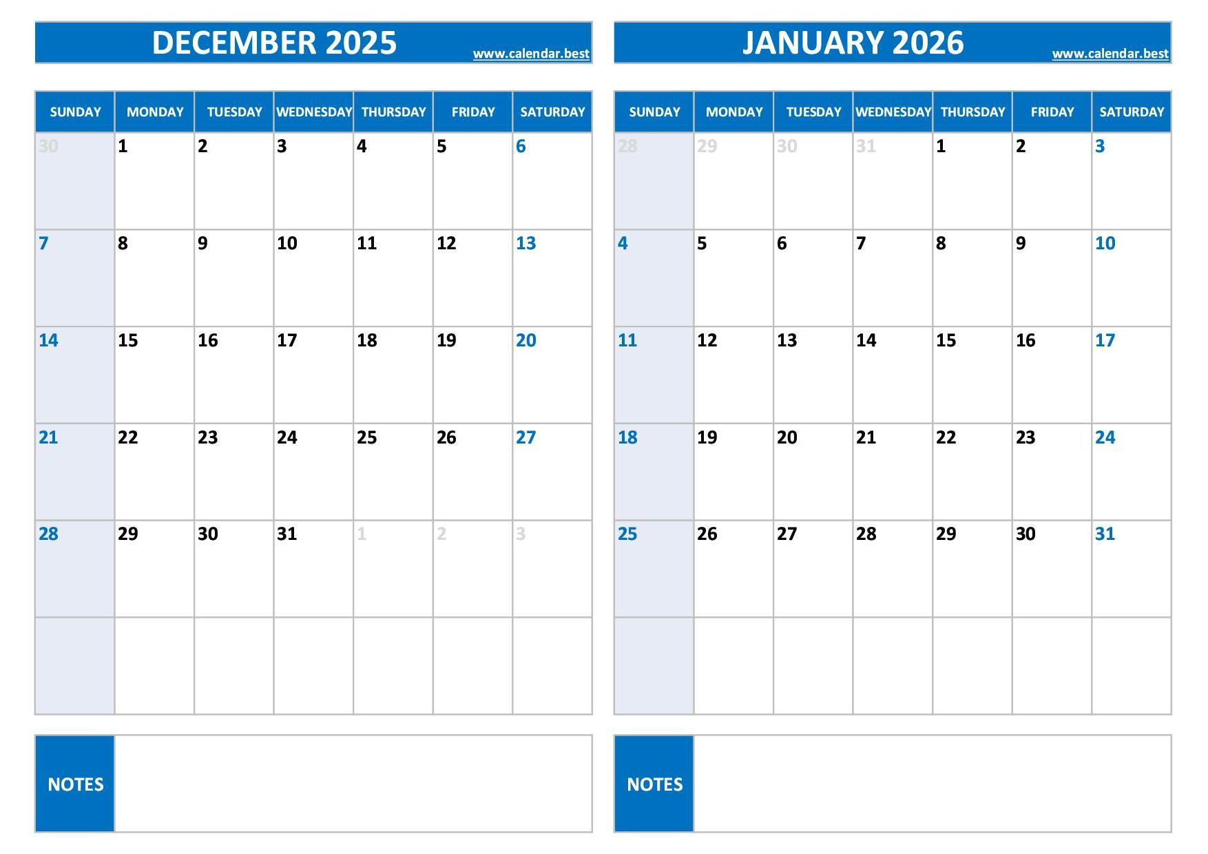 Printable December 2025 And January 2026 Calendar - Free Pdf &amp;amp; Jpg intended for Free Printable December 2025 - January 2026 Calendar