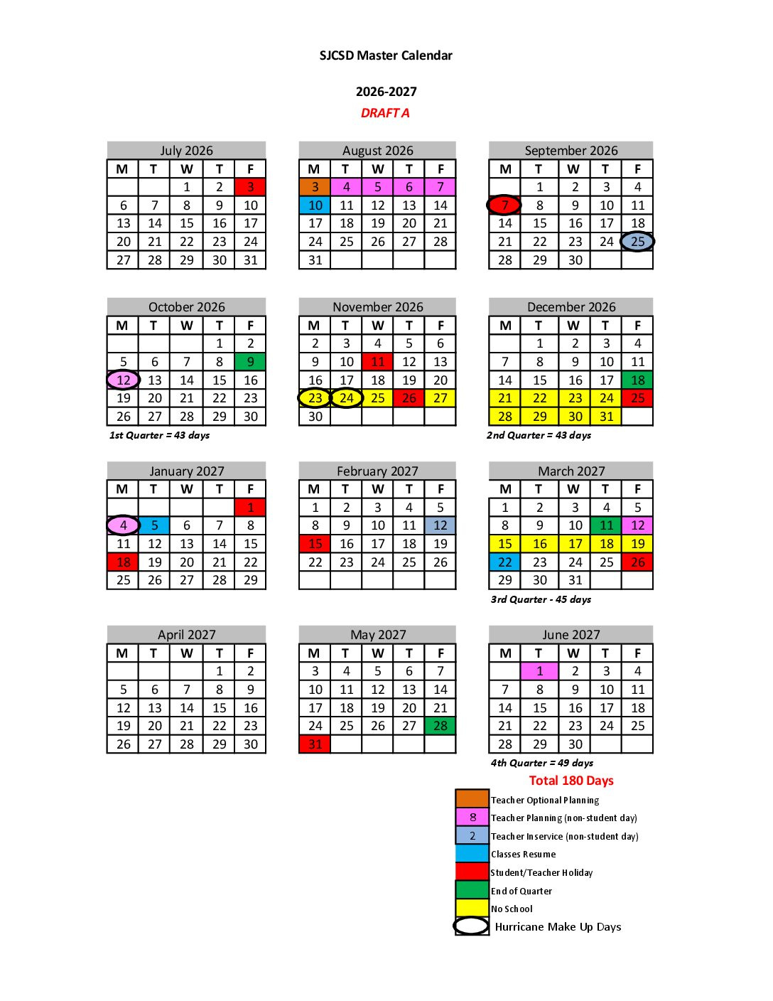 Proposed Calendars 2026-2028 – St. Johns County School District with regard to Hhh School Calendar 2026 - 2027