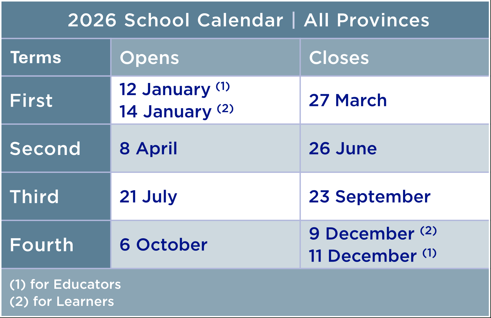School Calendar | Western Cape Government in 2026 School Calendar South Africa Printable