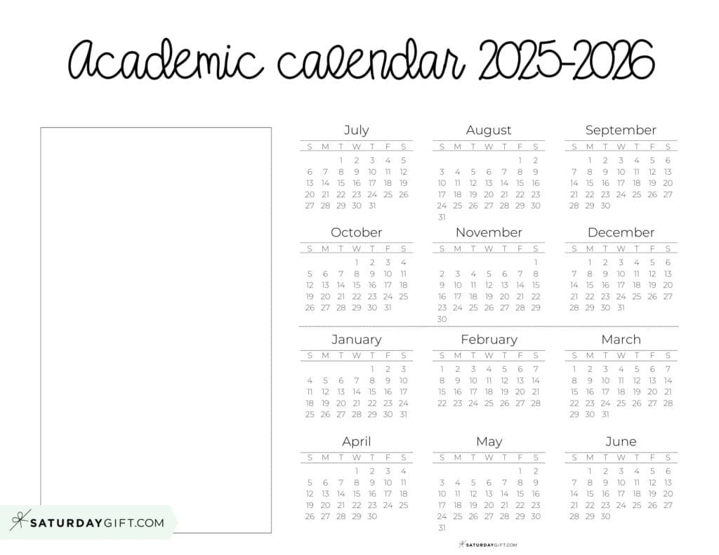 School Year Calendar Printables - 17 Academic Calendars 2025-2026 inside 2025 2026 School Year Calendar Printable Free