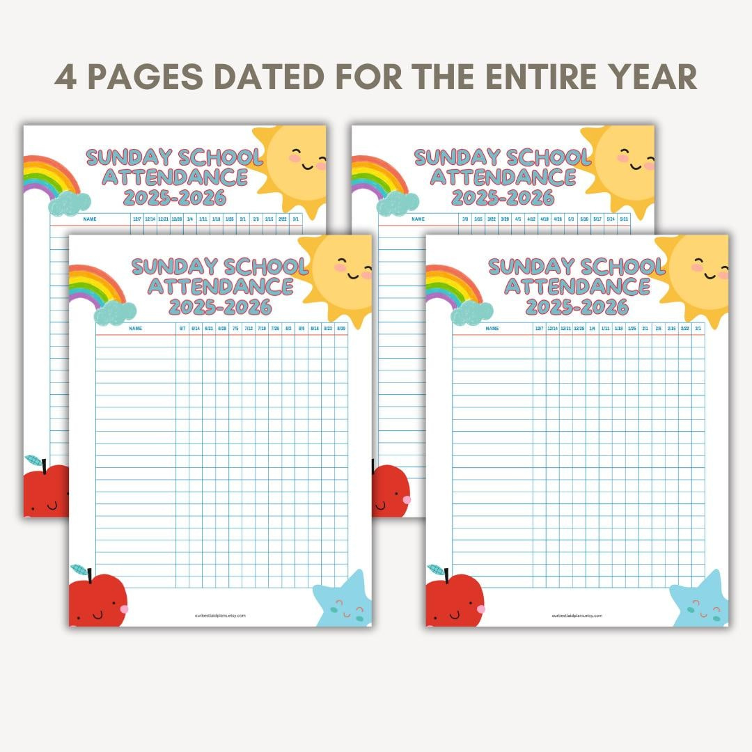 Sunday School Attendance Chart Printable Pdf, Sunday School in Sunday School Attendance 2026