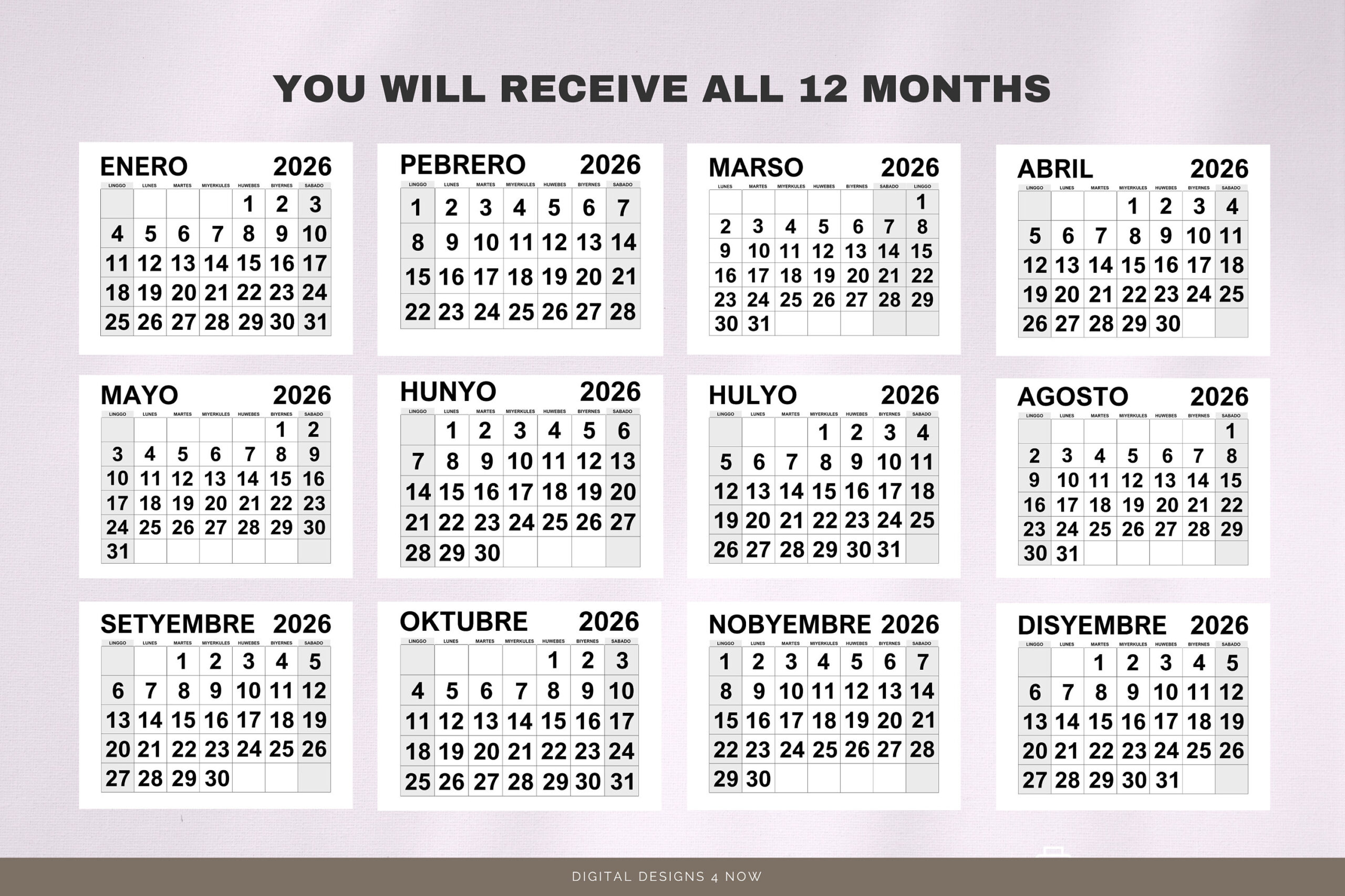 Tagalog 2026 Kalendaryo Pdf | Printable 2026 Filipino Calendar in 2026 Calendar Printable Philippines