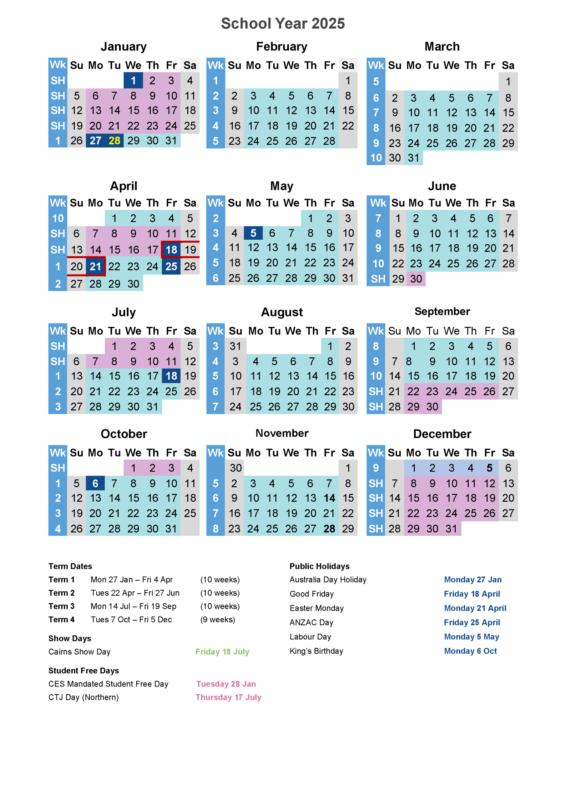 Term Calendar | St Michael&amp;#039;S School Gordonvale intended for 2026 Catholic School Calendar Qld