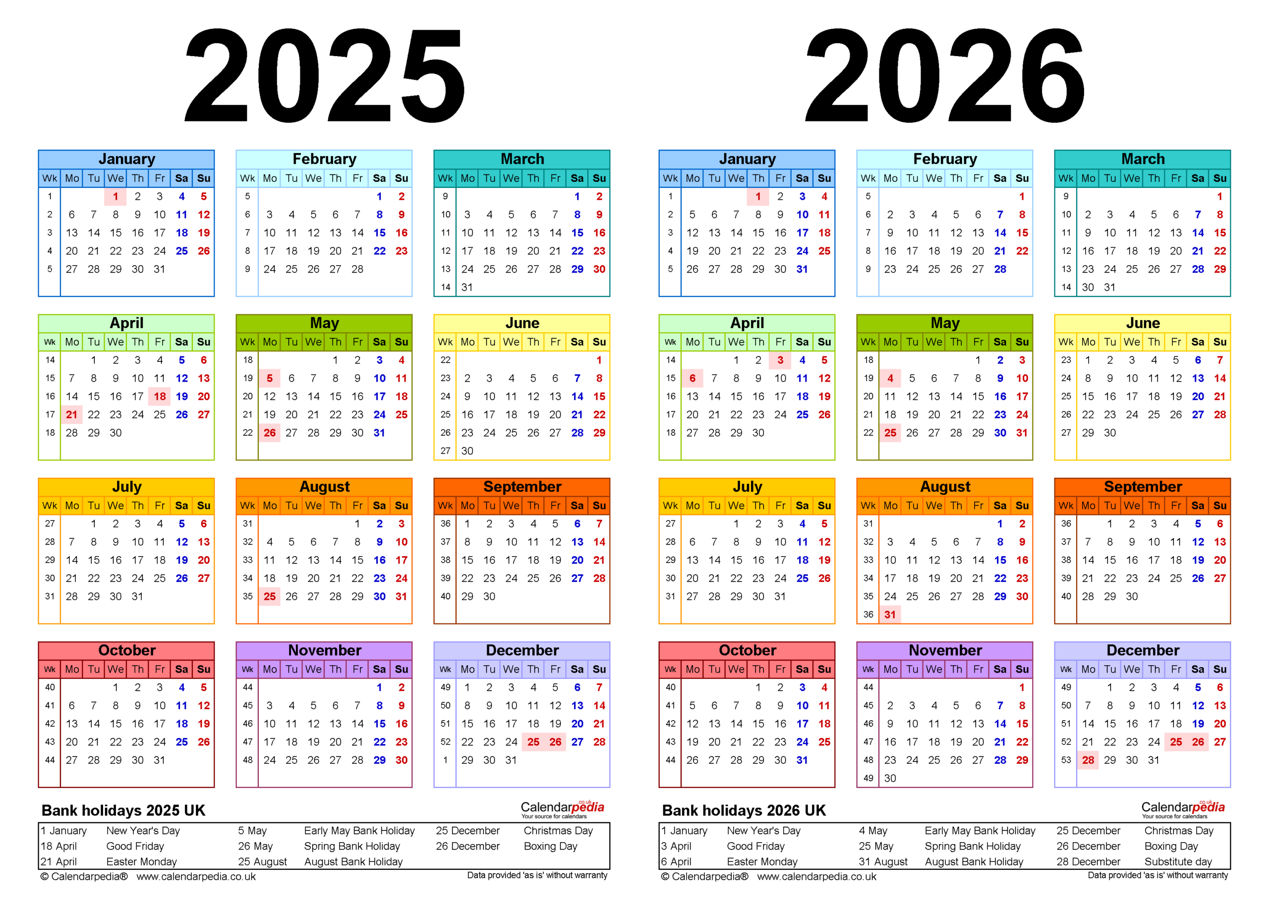 Two Year Calendars For 2025 And 2026 (Uk) For Pdf inside 2025 Calendar 2026 Printable Free Download