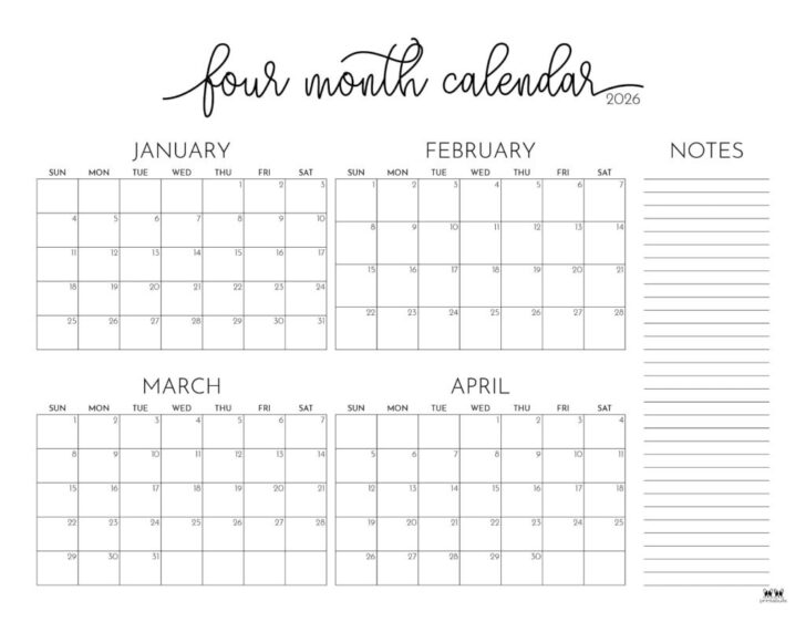 Feb March April 2026 Calendar Printable
