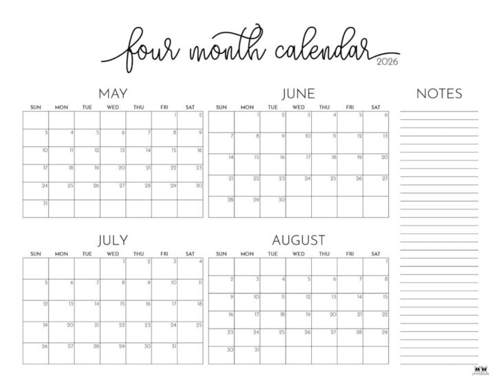 March April May June 2026 Calendar