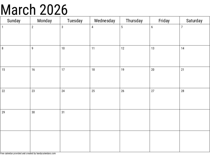 March Calendar For 2026 March Calendar For 2026