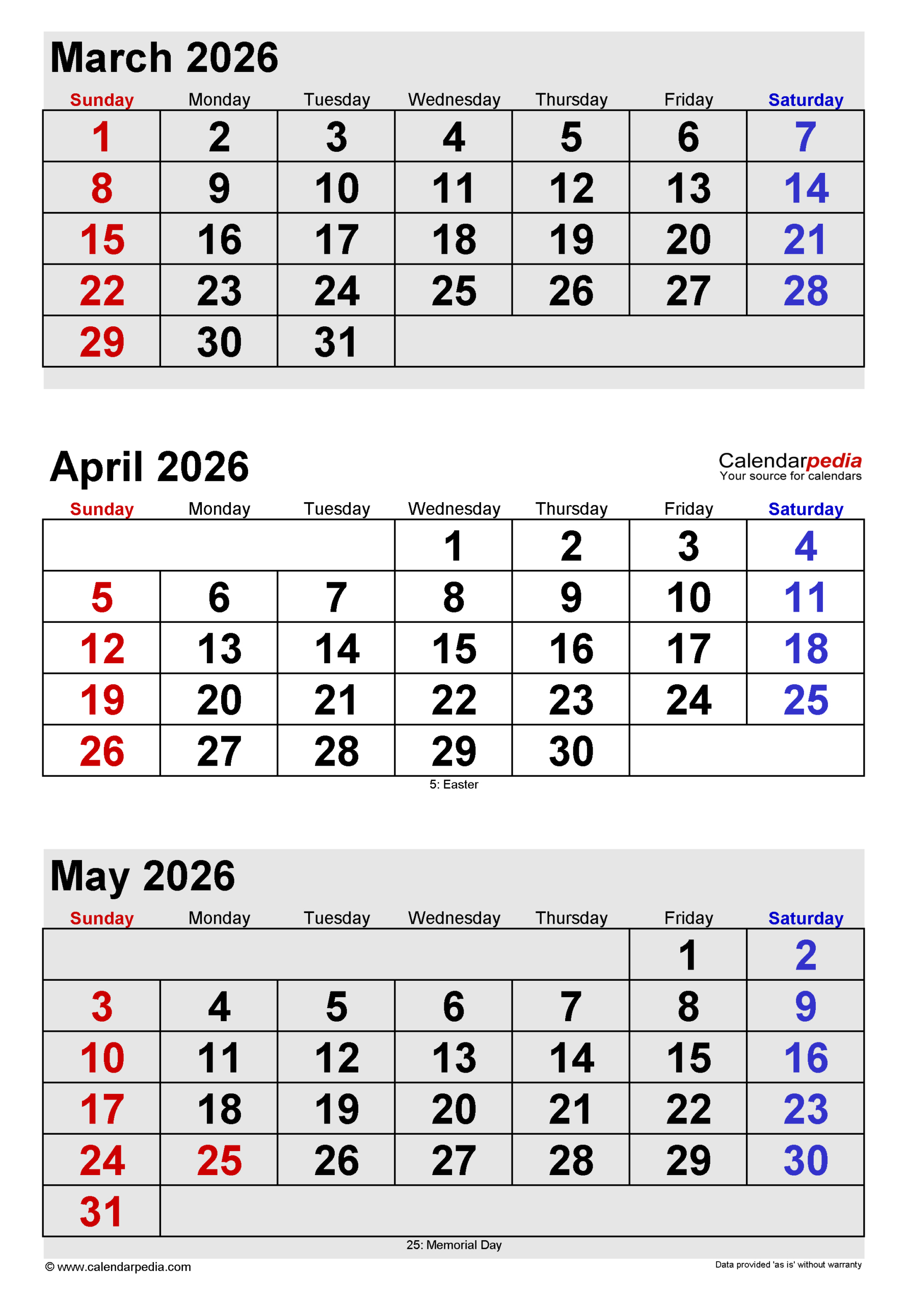 April 2026 Calendar | Templates For Pdf, Excel And Word inside March April Calendar 2026 Printable