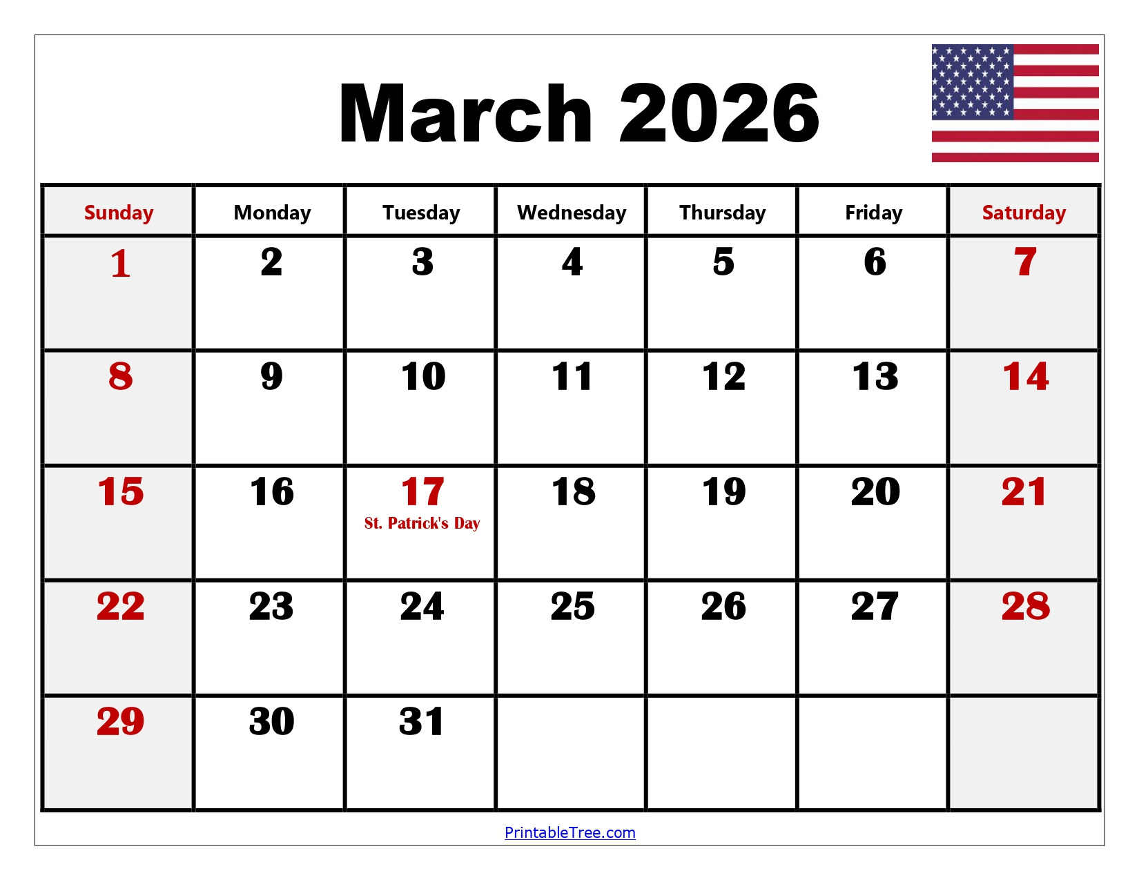 Blank March 2026 Calendar Printable Pdf Templates intended for March Calendar 2026 Holidays
