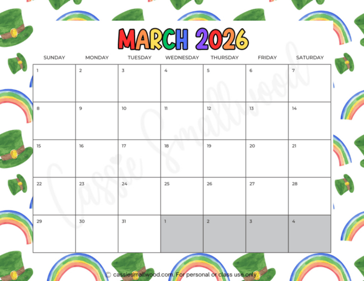 Free Printable March 2026 Calendar Free Printable March 2026 Calendar