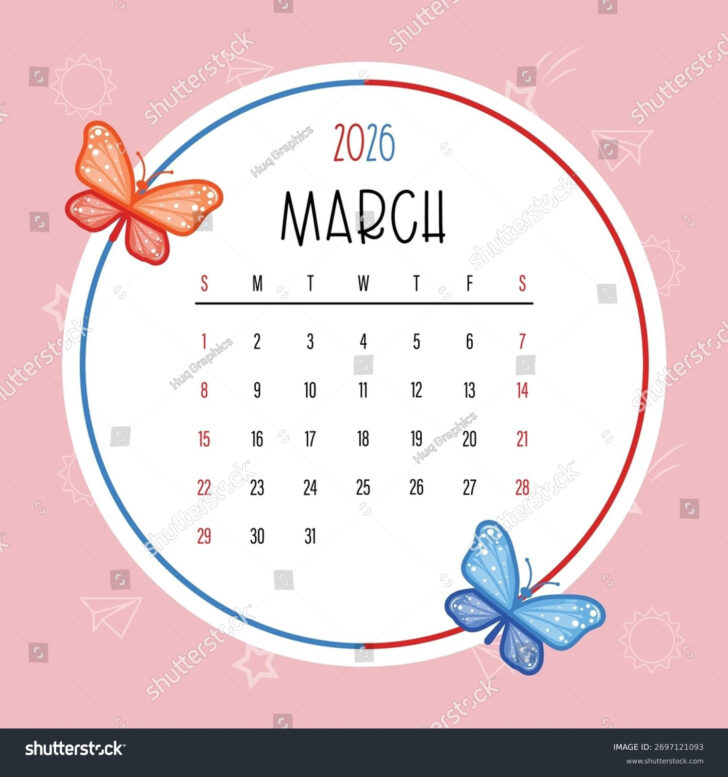 Cute March 2026 Calendar