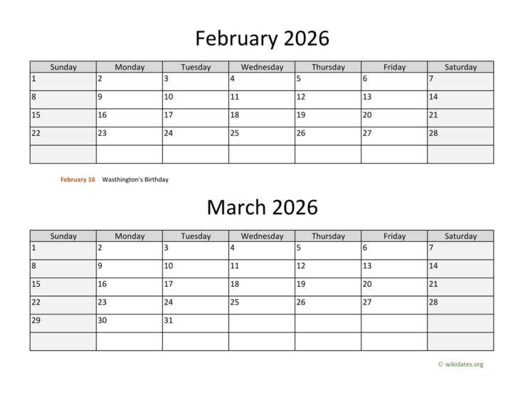 February March April 2026 Calendar February March April 2026 Calendar
