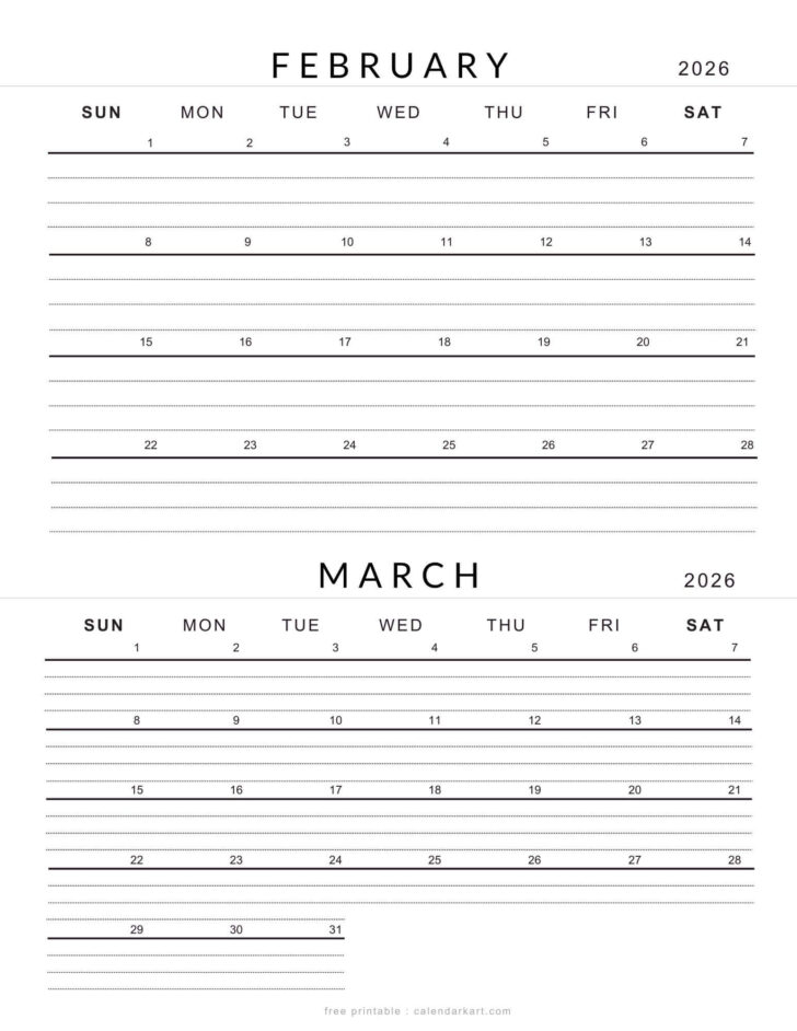 February March 2026 Printable Calendar February March 2026 Printable Calendar