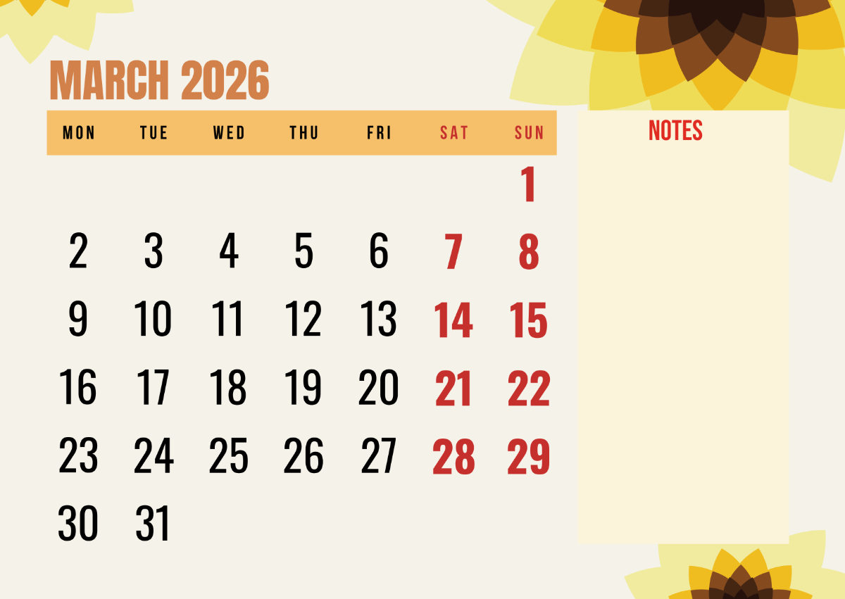 Free March 2026 Monday-Start Calendar Template To Edit Online throughout Printable Calendar March 2026 Monday Start