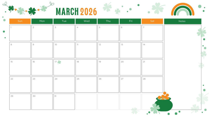 March 2026 Calendar Printable Cute