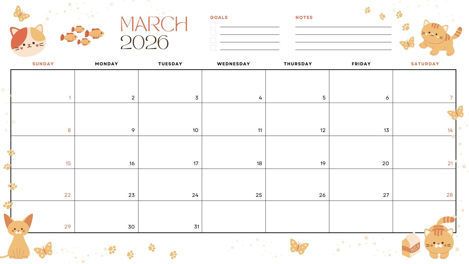 Free To Edit And Print March 2026 Calendar Templates | Canva regarding March 2026 Calendar Blank Printable