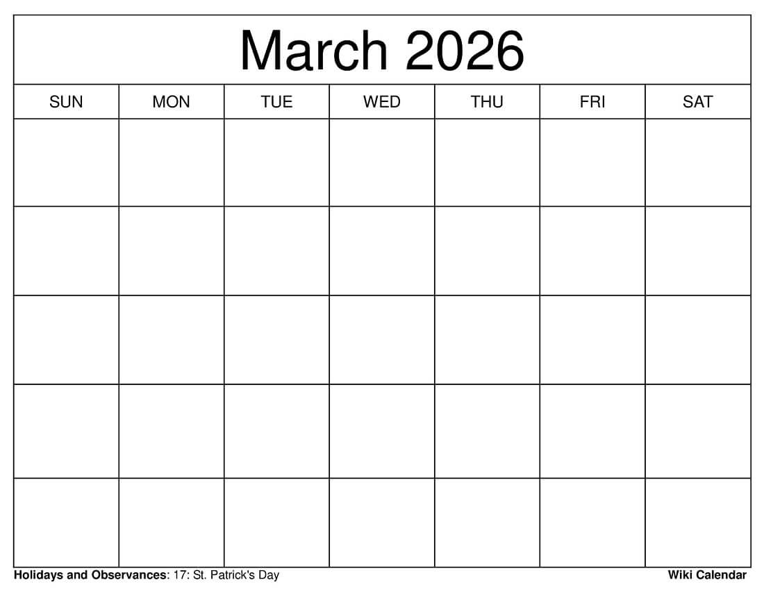 March 2026 Calendar - Printable Templates &amp;amp; More for March 2026 Month Calendar Printable