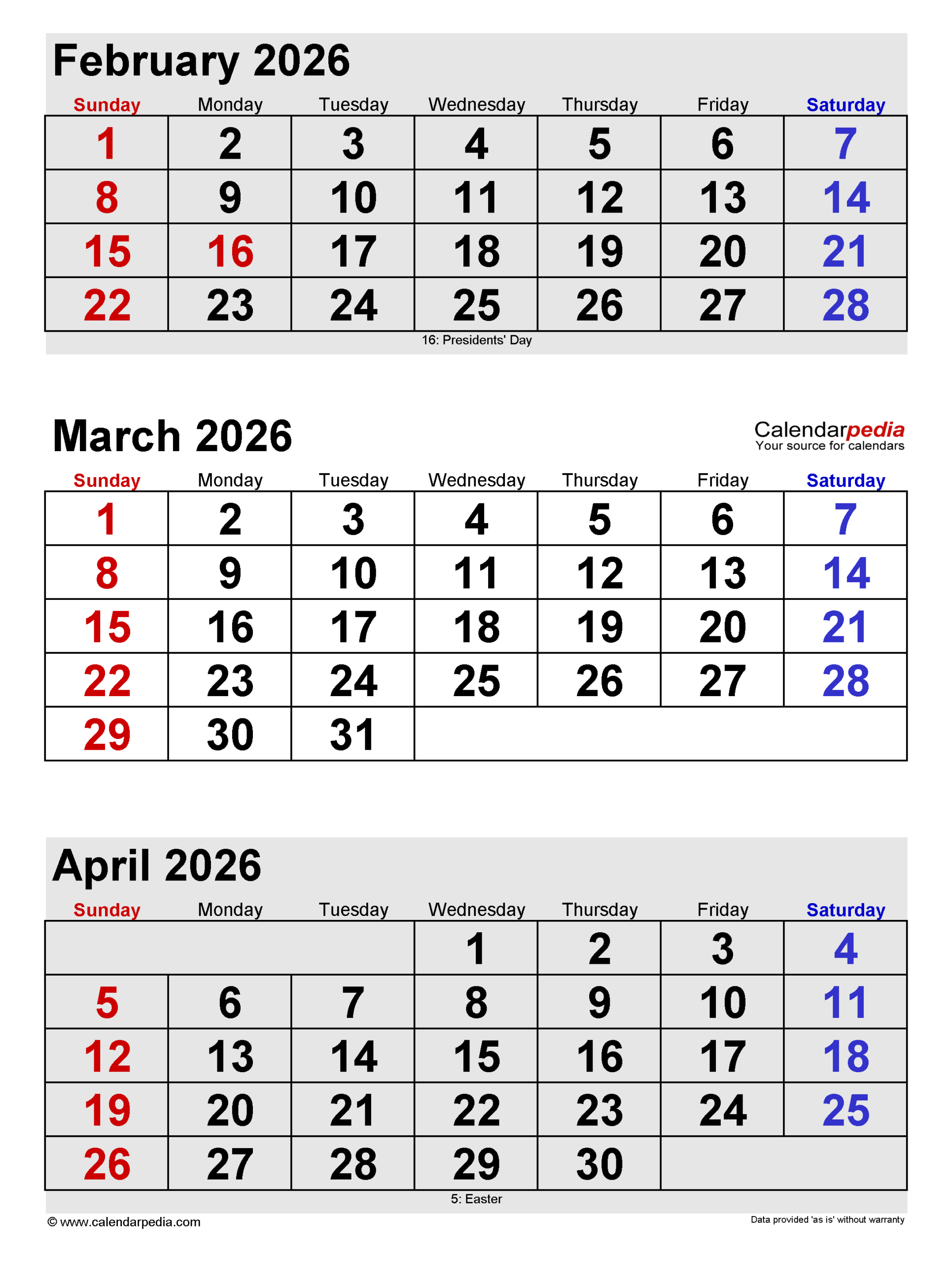 March 2026 Calendar | Templates For Pdf, Excel And Word regarding February March April 2026 Calendar
