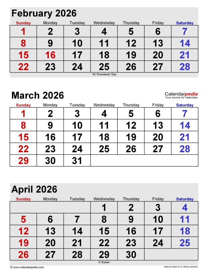 Calendar February 2026 to March 2026 Calendar February 2026 to March 2026