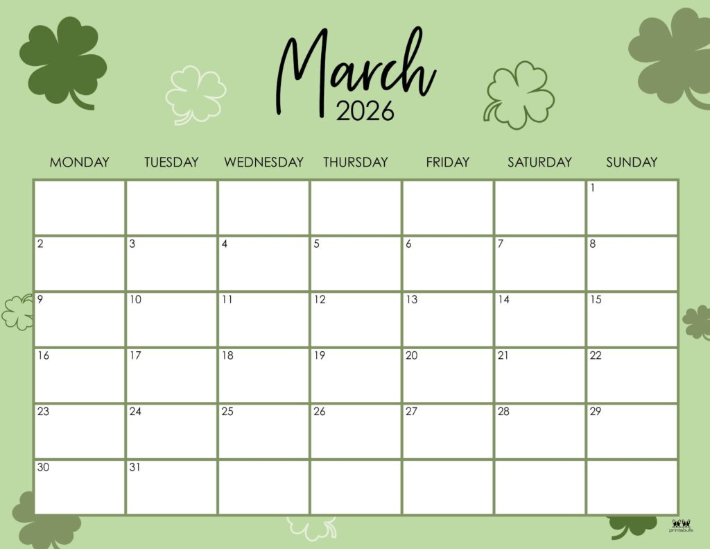 March 2026 Calendars - 150 Free Printables | Printabulls for March 2026 Calendar Printabulls