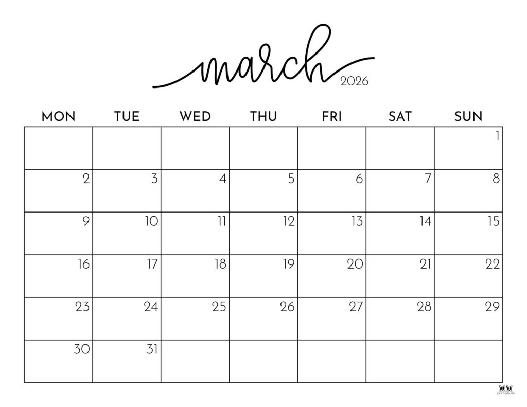 March 2026 Calendars - 150 Free Printables | Printabulls in Printable March 2026 Calender