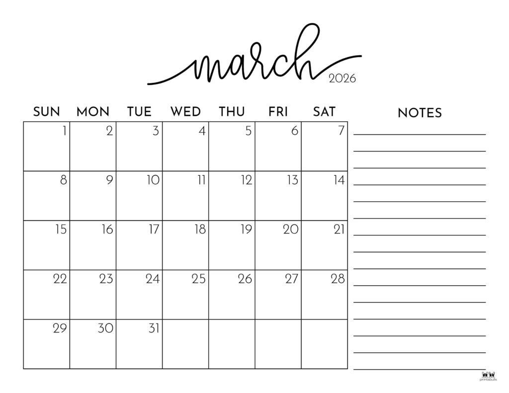 March 2026 Calendars - 150 Free Printables | Printabulls pertaining to March 2026 Printable Calendar