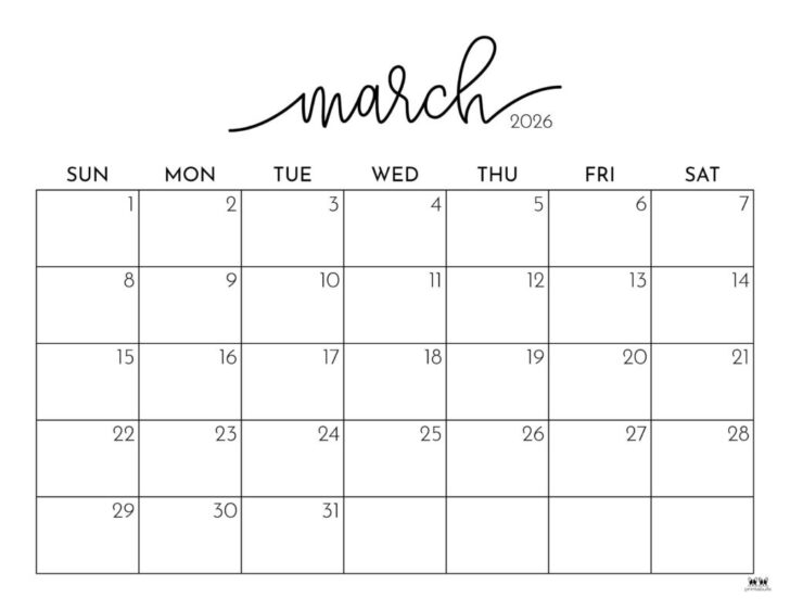 March Calendar 2026 Blank Free March Calendar 2026 Blank Free