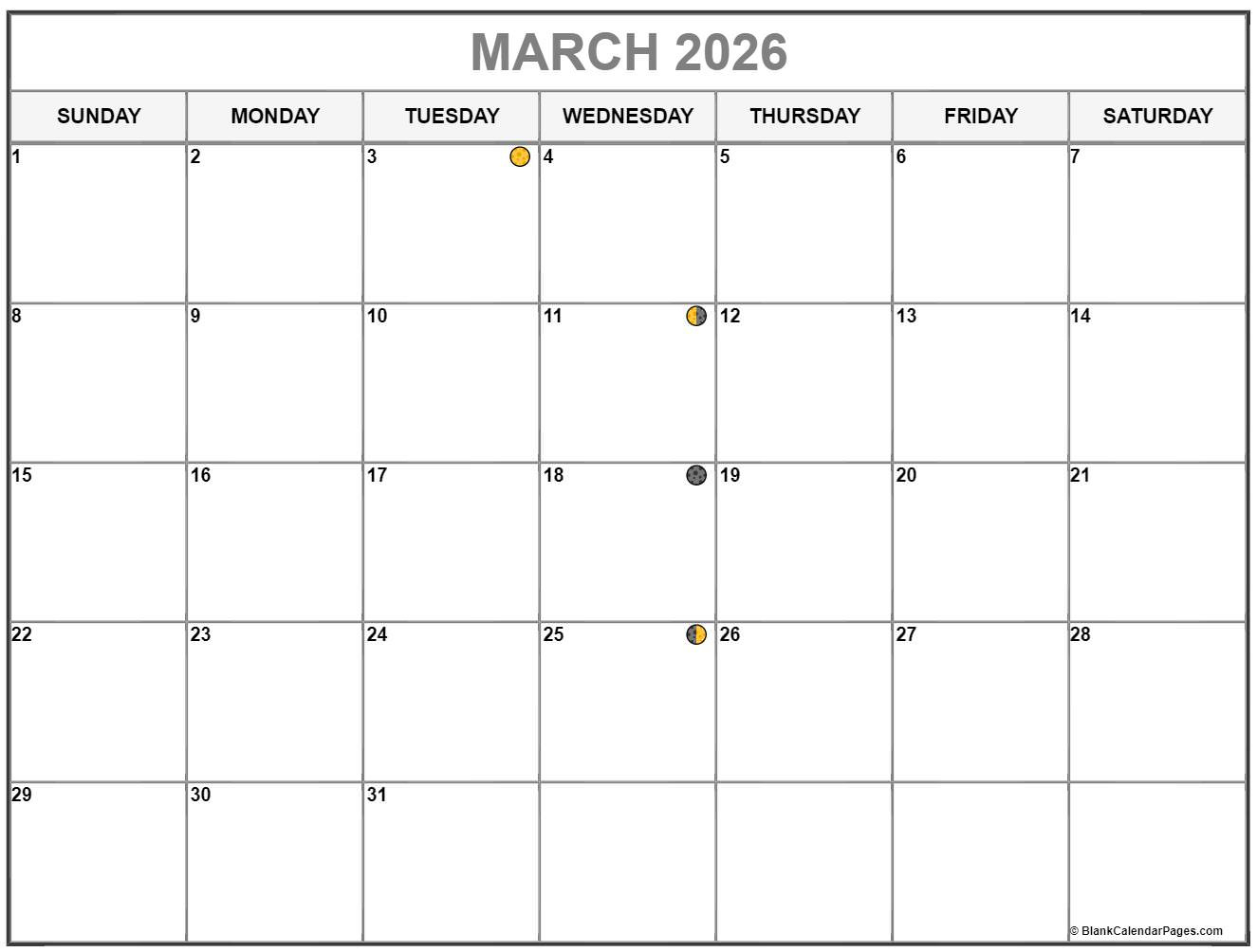 March 2026 Lunar Calendar | Moon Phase Calendar within Lunar Calendar March 2026