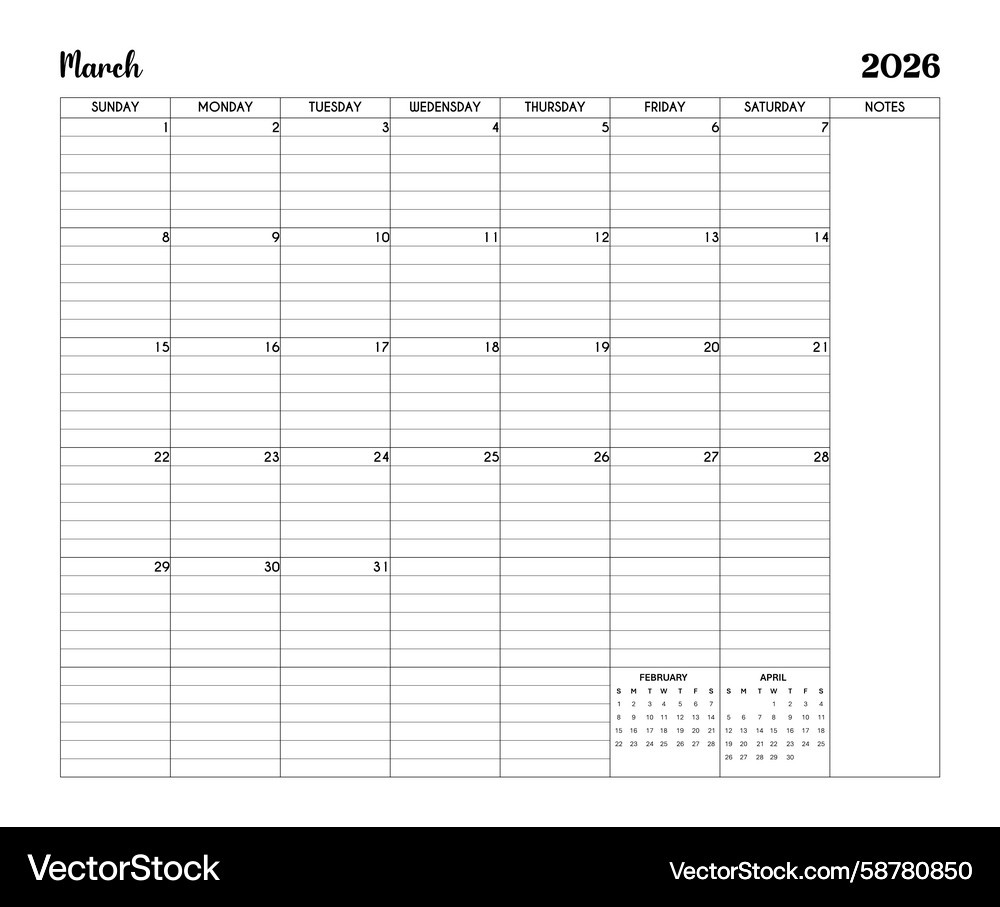 March 2026 Minimalist Printable Calendar Page – Lizenzfreie within March Calendar 2026 With Lines