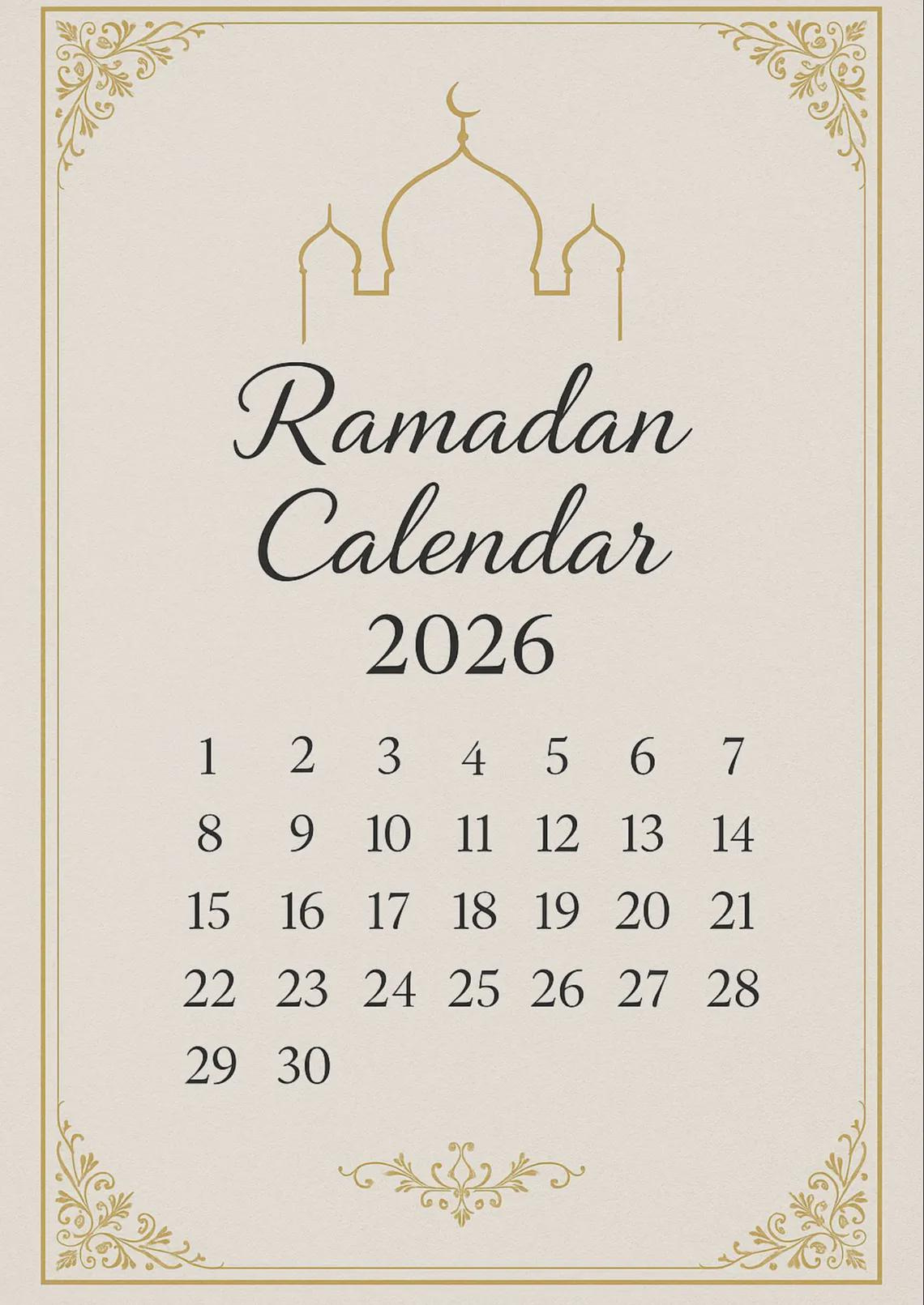 Ramadan Calendar 2026 | Beige Islamic Wall Art Prints (Set Of 2 inside Ramadan Calendar 2026 Illinois