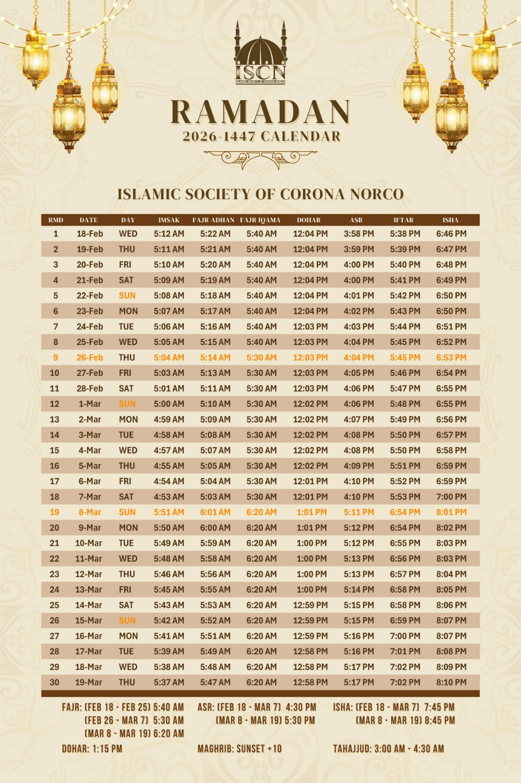 Ramadan – Islamic Society Of Corona Norco regarding Ramadan Calendar 2026 Boston
