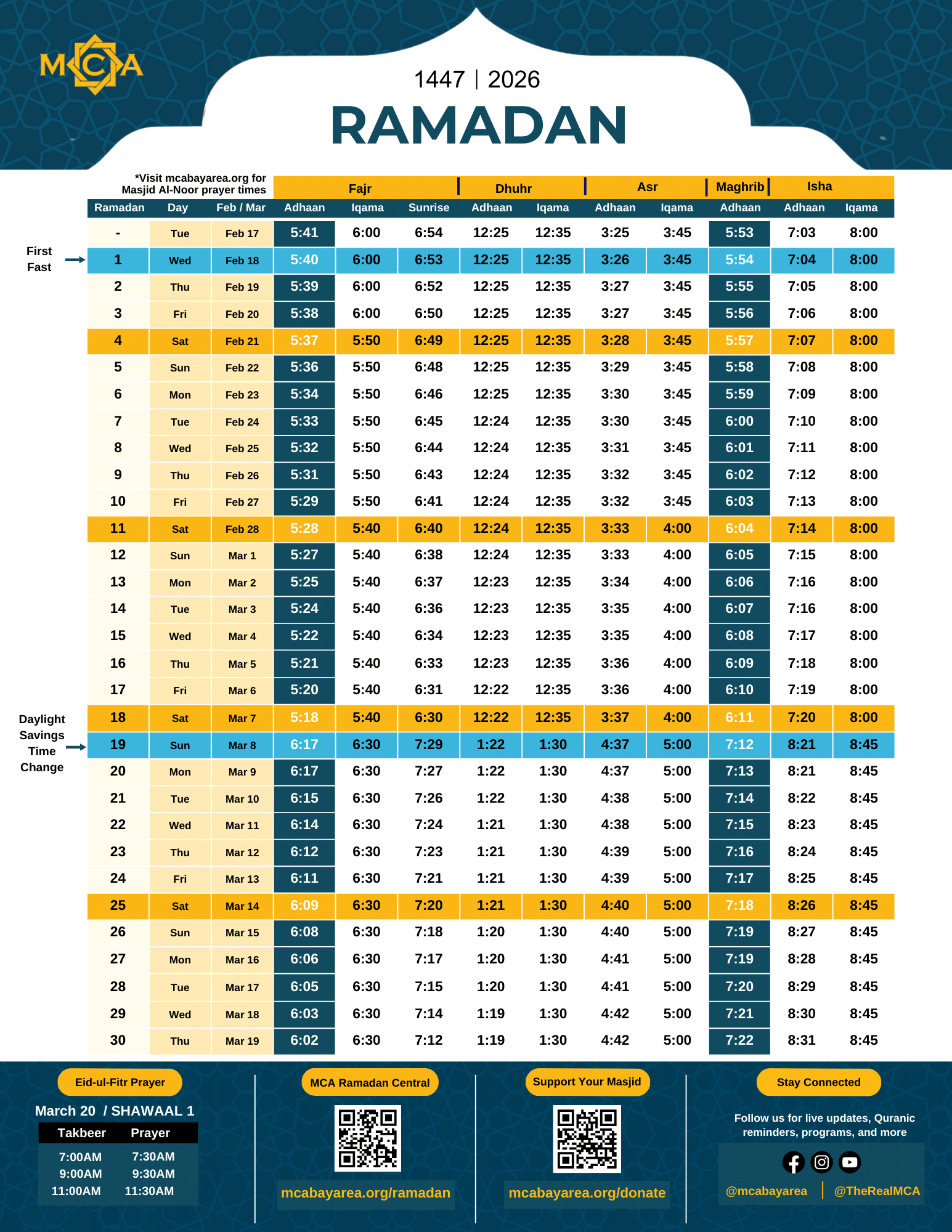Ramadan | Muslim Community Association regarding Ramadan Calendar 2026 Bay Area